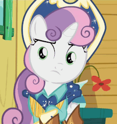 Size: 675x718 | Tagged: safe, screencap, sweetie belle, g4, on your marks, animated, boots, clothes, cow belle, cowboy boots, cowboy hat, cutie mark, discovery family logo, dress, female, flank, hat, out of context, raised eyebrow, shoes, skirt, stetson, the cmc's cutie marks, unamused, we already got our mark