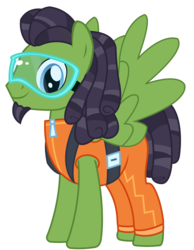Size: 1966x2533 | Tagged: safe, artist:sketchmcreations, geronimo, pegasus, pony, g4, on your marks, clothes, dreadlocks, goatee, goggles, harness, inkscape, jumpsuit, looking at you, male, simple background, solo, spread wings, stallion, transparent background, vector, wings