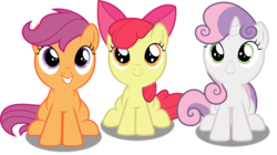 Size: 6000x3360 | Tagged: safe, artist:dashiesparkle, apple bloom, scootaloo, sweetie belle, earth pony, pegasus, pony, unicorn, g4, on your marks, .svg available, adorabloom, apple bloom's bow, bow, c:, cute, cutealoo, cutie mark crusaders, diasweetes, female, filly, foal, grin, gritted teeth, hair bow, looking up, ponyscape, simple background, sitting, smiling, squee, teeth, transparent background, vector