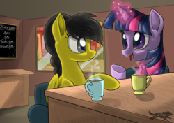 Size: 3105x2180 | Tagged: safe, artist:lostinthetrees, twilight sparkle, oc, g4, coffee, food, high res, magic