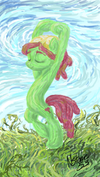 Size: 1080x1920 | Tagged: safe, artist:nstone53, tree hugger, pony, g4, on your marks, armpits, female, solo, style emulation, vincent van gogh