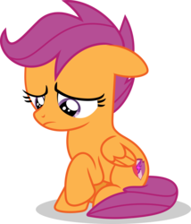 Size: 6000x6997 | Tagged: safe, artist:luckreza8, scootaloo, pegasus, pony, g4, on your marks, .svg available, absurd resolution, female, inkscape, looking down, raised hoof, sad, simple background, sitting, solo, the cmc's cutie marks, transparent background, vector