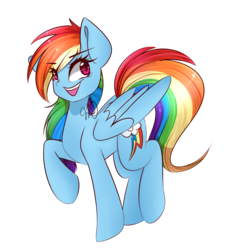 Size: 1423x1441 | Tagged: safe, artist:gelay-gulay, rainbow dash, g4, backwards cutie mark, female, raised hoof, simple background, solo