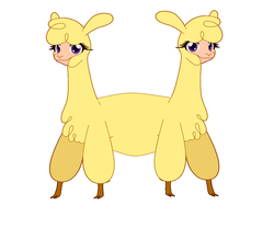 Size: 1295x1077 | Tagged: safe, paprika (tfh), alpaca, them's fightin' herds, community related, conjoined, conjoined twins, fusion, paprikarika (fusion), pushmi-pullyu, sisters, two heads