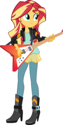 Size: 1695x3345 | Tagged: safe, artist:keronianniroro, sunset shimmer, equestria girls, g4, my little pony equestria girls: friendship games, clothes, electric guitar, female, guitar, guitar pick, high heel boots, inkscape, musical instrument, simple background, solo, sunset shredder, transparent background, vector