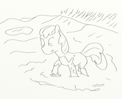 Size: 745x603 | Tagged: safe, artist:zero, apple bloom, g4, female, monochrome, mud, solo