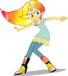 Size: 4961x5554 | Tagged: safe, artist:digiradiance, artist:owlisun, edit, sunset shimmer, equestria girls, g4, my little pony equestria girls: rainbow rocks, my past is not today, absurd resolution, clothes, female, galaxy, high heel boots, simple background, solo, transparent background, vector
