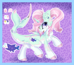 Size: 1600x1405 | Tagged: safe, artist:pvrii, oc, oc only, oc:aquatic threshold, original species, shark pony, reference sheet, solo