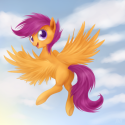 Size: 900x900 | Tagged: safe, artist:mn27, scootaloo, g4, butt, female, happy, plot, scootabutt, scootaloo can fly, solo