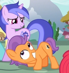 Size: 746x786 | Tagged: safe, screencap, sea swirl, seafoam, tender taps, earth pony, pony, g4, on your marks, colt, face down ass up, look at my butt, male, out of context