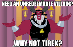 Size: 935x612 | Tagged: safe, screencap, lord tirek, g4, twilight's kingdom, hilarious in hindsight, image macro, male, meme, scorpan's necklace, solo, throne room, why not zoidberg, zoidberg