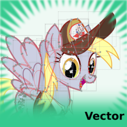 Size: 1024x1024 | Tagged: safe, derpy hooves, pegasus, pony, derpibooru, g4, clothes, female, mare, meta, smiling, solo, spoilered image joke, vector