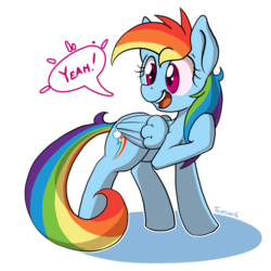 Size: 900x900 | Tagged: safe, artist:tehflah, rainbow dash, g4, excited, female, solo, speech bubble, yeah