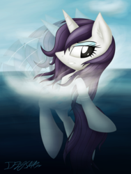 Size: 3243x4317 | Tagged: safe, artist:iflysna94, rarity, pony, unicorn, g4, female, high res, ocean, signature, solo, updated, water