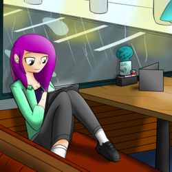 Size: 7500x7500 | Tagged: safe, artist:stormy-draws, oc, oc only, oc:stormy, human, absurd resolution, digital, humanized, humanized oc, rain, restaurant, solo