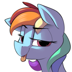 Size: 1024x1025 | Tagged: safe, artist:dimfann, rainbow dash, pony, g4, :p, bedroom eyes, female, looking at you, mare, simple background, smiling, solo, tongue out, transparent background