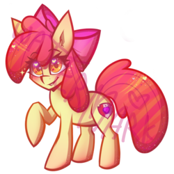 Size: 1000x1000 | Tagged: safe, artist:mimtii, apple bloom, g4, cutie mark, ear fluff, female, simple background, solo, the cmc's cutie marks, transparent background, watermark