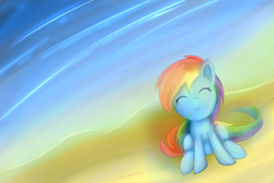 Size: 1024x683 | Tagged: safe, artist:dusthiel, rainbow dash, g4, beach, female, ocean, solo