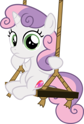 Size: 3817x5602 | Tagged: safe, artist:osipush, sweetie belle, pony, g4, on your marks, absurd resolution, cute, diasweetes, female, inkscape, looking at you, simple background, sitting, solo, sweetie belle's stare, swing, the cmc's cutie marks, transparent background, vector