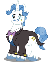 Size: 3054x4000 | Tagged: safe, artist:dashiesparkle, fancypants, g4, sweet and elite, .svg available, bowtie, clothes, high res, male, monocle, ponyscape, raised eyebrow, simple background, smiling, solo, spectacles, suit, transparent background, vector