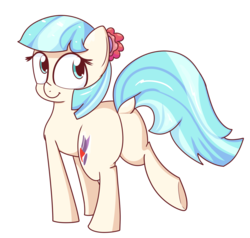 Size: 1280x1219 | Tagged: safe, artist:mr-degration, coco pommel, earth pony, pony, g4, butt, dock, female, hatbutt, missing accessory, plot, simple background, solo, transparent background