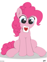 Size: 800x1053 | Tagged: safe, artist:ljdamz1119, pinkie pie, g4, female, heart, mouth hold, note, solo