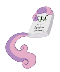 Size: 700x840 | Tagged: safe, artist:pennieblack, sweetie belle, g4, the return of harmony, dictionary, dictionary belle, female, literal, solo