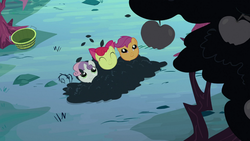 Size: 1366x768 | Tagged: safe, screencap, apple bloom, scootaloo, sweetie belle, family appreciation day, g4, bush, cutie mark crusaders