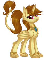 Size: 1899x2500 | Tagged: safe, artist:crystal-tranquility, oc, oc only, oc:katya ironstead, alicorn, original species, pony, sphinx, alicorn oc, colored, commission, cute, fangs, female, jewelry, necklace, paws, simple background, solo, species swap, sphinx oc, sphinxified, transparent background, wristband