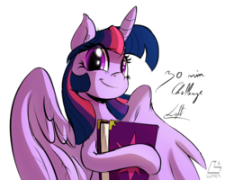 Size: 1206x967 | Tagged: safe, artist:light262, twilight sparkle, alicorn, pony, g4, 30 minute art challenge, book, cute, female, looking at you, mare, sketch, smiling, solo, twiabetes, twilight sparkle (alicorn)