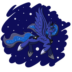 Size: 2600x2600 | Tagged: safe, artist:hoolle, princess luna, g4, female, flying, high res, solo, stars