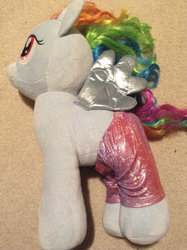 Size: 1195x1600 | Tagged: safe, rainbow dash, g4, official, build-a-bear, clothes, irl, pants, photo, plushie