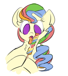 Size: 829x925 | Tagged: safe, artist:nobody, oc, oc only, oc:doozie, candy, food, licking, lollipop, solo, tongue out