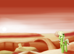 Size: 2307x1687 | Tagged: safe, artist:ritorical, granny smith, g4, desert, female, solo, sunset