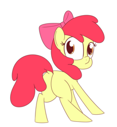 Size: 1280x1385 | Tagged: safe, artist:mr-degration, apple bloom, earth pony, pony, g4, bloom butt, butt, dock, female, filly, looking back, plot, simple background, solo, transparent background