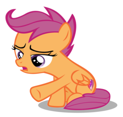 Size: 1240x1185 | Tagged: safe, artist:hendro107, scootaloo, pegasus, pony, g4, on your marks, .psd available, cutie mark, female, looking down, open mouth, raised hoof, simple background, sitting, solo, the cmc's cutie marks, transparent background, vector