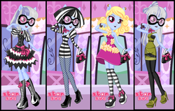 Size: 1451x920 | Tagged: safe, photo finish, equestria girls, g4, my little pony equestria girls: friendship games, alternate hairstyle, multiple variants