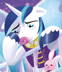 Size: 591x687 | Tagged: safe, artist:amy mebberson, shining armor, g4, my little pony: good night baby flurry heart, cropped, male, pacifier, solo