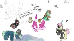 Size: 1920x1080 | Tagged: safe, artist:blastradiuss, artist:helpmedrawhorses, artist:living_dead, artist:strangersaurus, pinkie pie, g4, couch, drawpile disasters, hat, mural, pirate fluttershy, vase, water