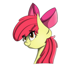 Size: 1414x1363 | Tagged: safe, artist:vanillaghosties, apple bloom, g4, bust, female, portrait, simple background, solo, white background