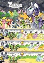 Size: 800x1142 | Tagged: safe, artist:andy price, idw, anger drop, applejack, bittersweet (g4), cranky doodle ryan, fluttershy, leadwing, lily, lily valley, pinkie pie, rainbow dash, rarity, tank, twilight sparkle, zecora, alicorn, dreary, pony, zebra, friendship is magic #41, g4, spoiler:comic, alice price, bad end, female, friendship, katie cook, mane six, mare, twilight sparkle (alicorn)