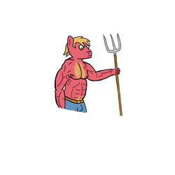 Size: 512x512 | Tagged: artist needed, safe, big macintosh, earth pony, anthro, g4, 1000 hours in ms paint, clothes, male, ms paint, muscles, pitchfork, solo, topless