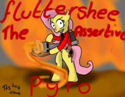 Size: 743x580 | Tagged: safe, artist:twilikessparkles, fluttershy, g4, assertive, fire, pyro