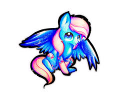 Size: 3200x2400 | Tagged: safe, artist:silver-artemis-moon, oc, oc only, oc:dolphin song, pegasus, pony, high res, looking at you, simple background, sitting, solo, spread wings, traditional art, transparent background, watercolor painting