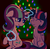 Size: 1477x1459 | Tagged: safe, artist:rivibaes, starlight glimmer, twilight sparkle, alicorn, pony, g4, christmas, cute, eyes closed, female, hearth's warming, mare, present, sitting, smiling, twilight sparkle (alicorn)