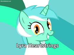 Size: 824x617 | Tagged: safe, artist:8feet, lyra heartstrings, pony, unicorn, g4, abstract background, bust, female, meme, portrait, solo, text