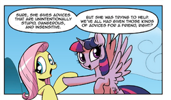 Size: 714x418 | Tagged: safe, idw, fluttershy, twilight sparkle, alicorn, pony, friendship is magic #3, g4, my little pony: friendship is magic (idw), bad advice fluttershy, crossing the memes, engrish, exploitable meme, female, mare, meme, twilight justifies evil meme, twilight sparkle (alicorn)