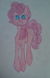 Size: 1708x2629 | Tagged: safe, artist:dewdrop, pinkie pie, g4, colored pencil drawing, cute, female, pencil, smiling, solo, traditional art