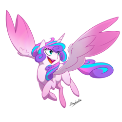 Size: 2000x2000 | Tagged: safe, artist:basykail, princess flurry heart, alicorn, pony, g4, female, flying, high res, older, older flurry heart, signature, simple background, solo, transparent background