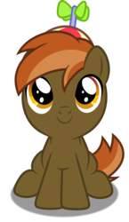 Size: 3471x6000 | Tagged: safe, artist:dashiesparkle, button mash, earth pony, g4, .svg available, absurd resolution, buttonbetes, colt, cute, foal, hat, male, ponyscape, propeller hat, simple background, sitting, smiling, solo, transparent background, vector